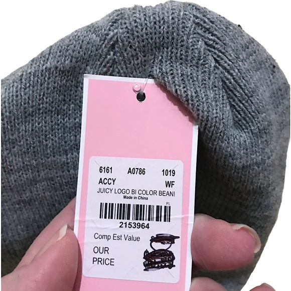 🆕🔥JUICY COUTURE SUPER CUTE PULLOVER FITTED BEANIE GRAY&JC IN WHITE WRITING!! - Picture 5 of 6